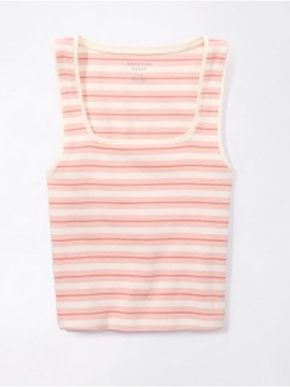 American Eagle Outfitters White & Pink Striped Ribbed Tank